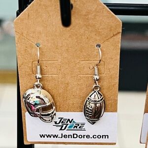 JenDore Handmade Football Dangle Drop Earrings